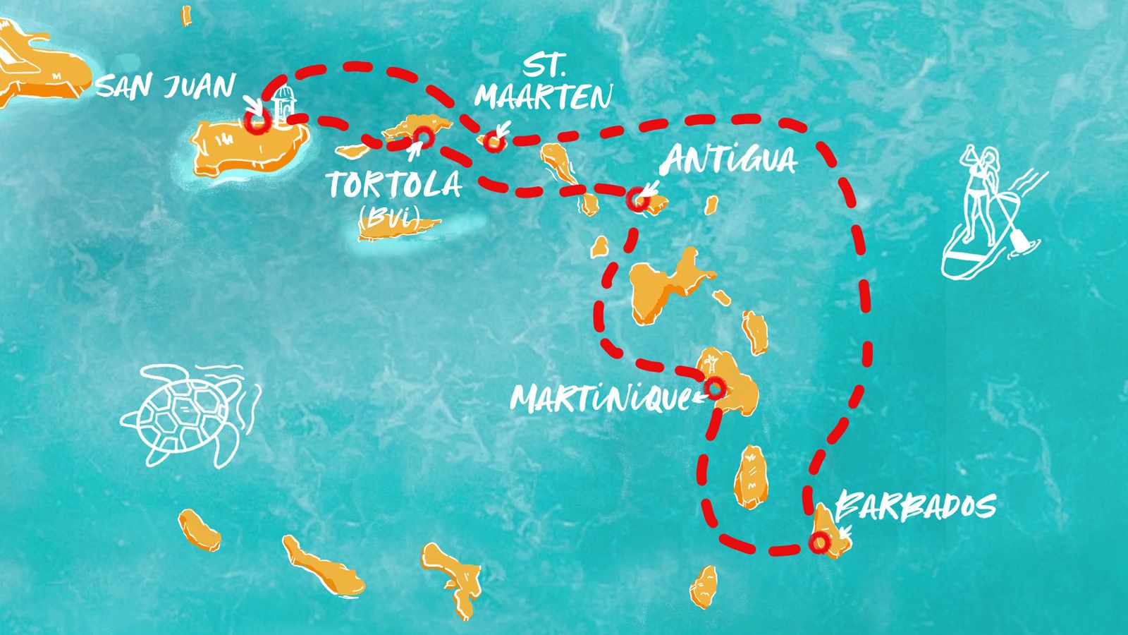 Antigua, Martinique, & Barbados & More Itinerary Map