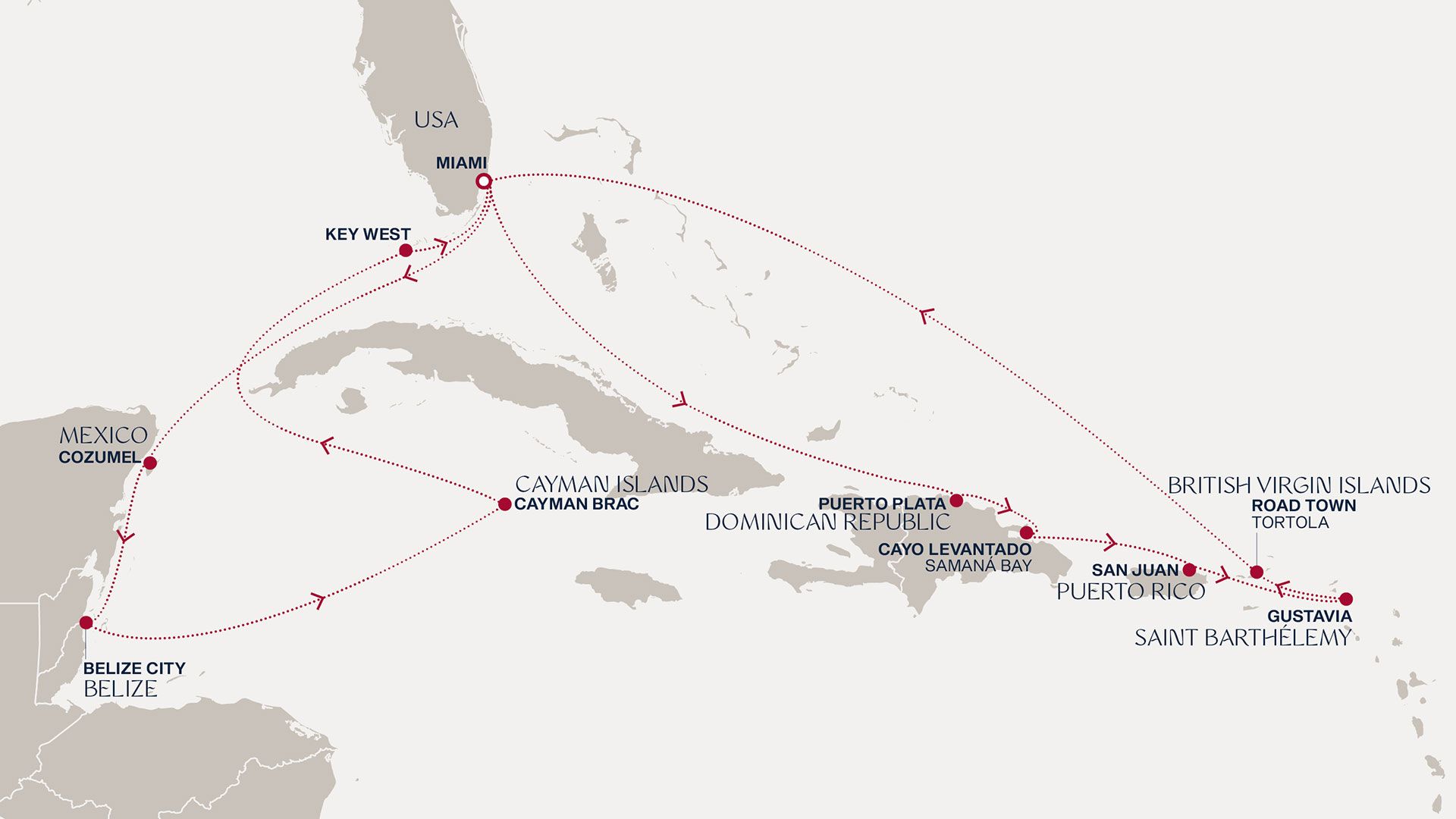 An Extended Journey from to Mayan Mysteries & Islands of Desire Itinerary Map